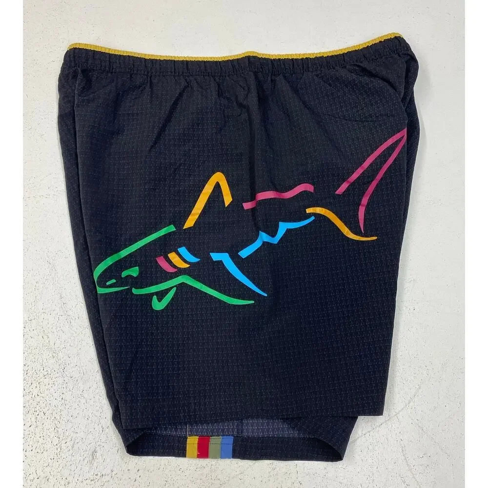 VTG Y2K Greg Norman shark graphic stripe retro swim trunks board shorts XL